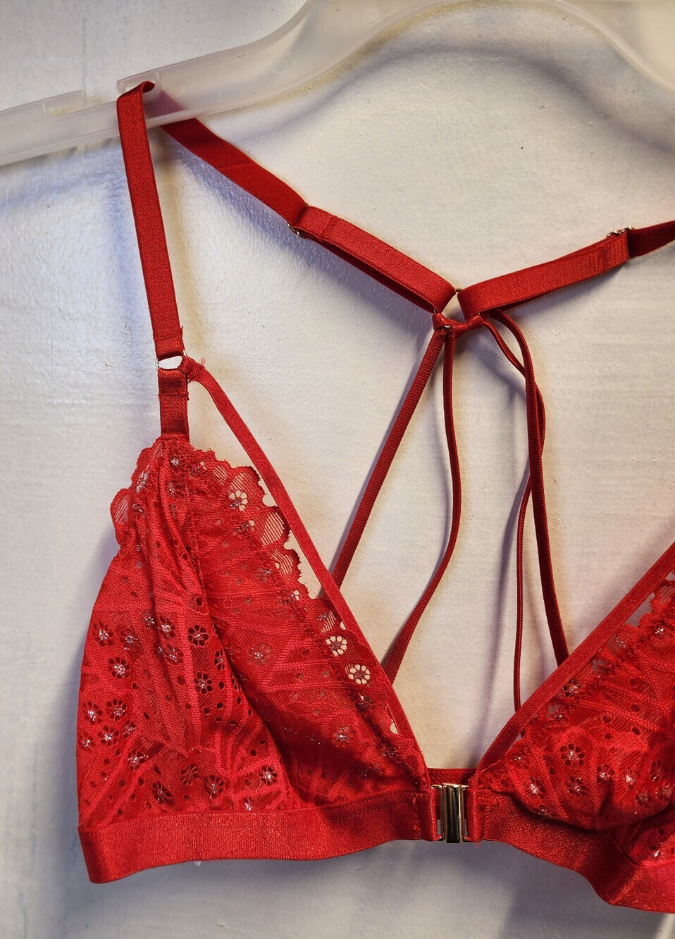New Auden Women's Red Wireless Sheer Bralette Adjustable Straps Size S - Picture 3 of 5